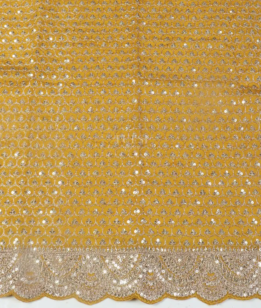 Yellow Kora Tissue Organza Embroidery Saree T5430873