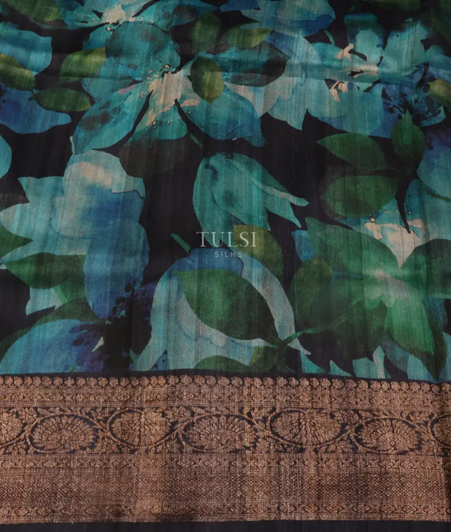 Elephant Grey Banaras Tussar Georgette Saree T5304343