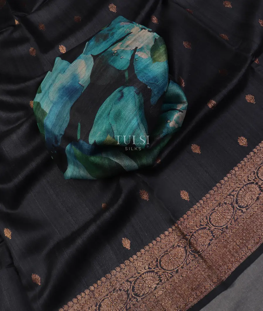 Elephant Grey Banaras Tussar Georgette Saree T5304344
