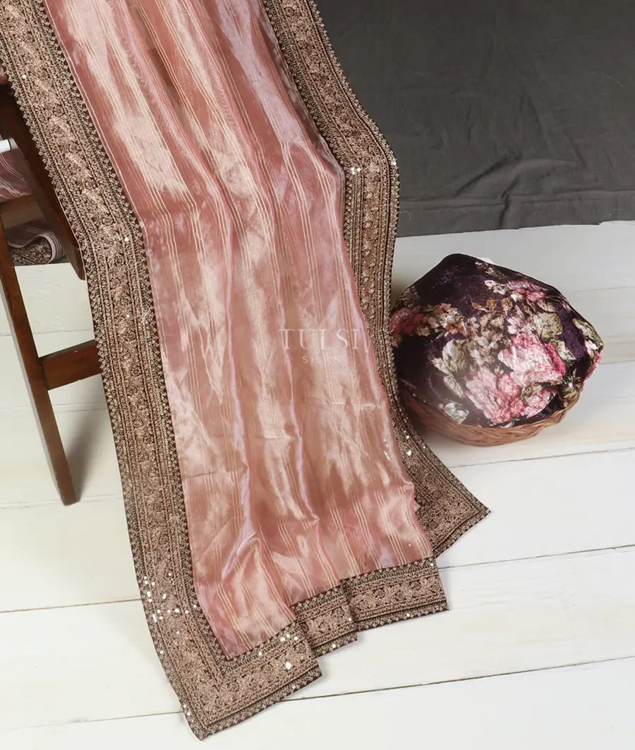 Pink Kora Tissue Organza Embroidery Saree T5431042