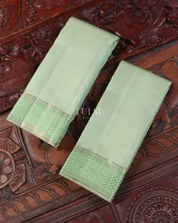 Green Handwoven Kanjivaram Silk Dhoti and Vastharam T5386951