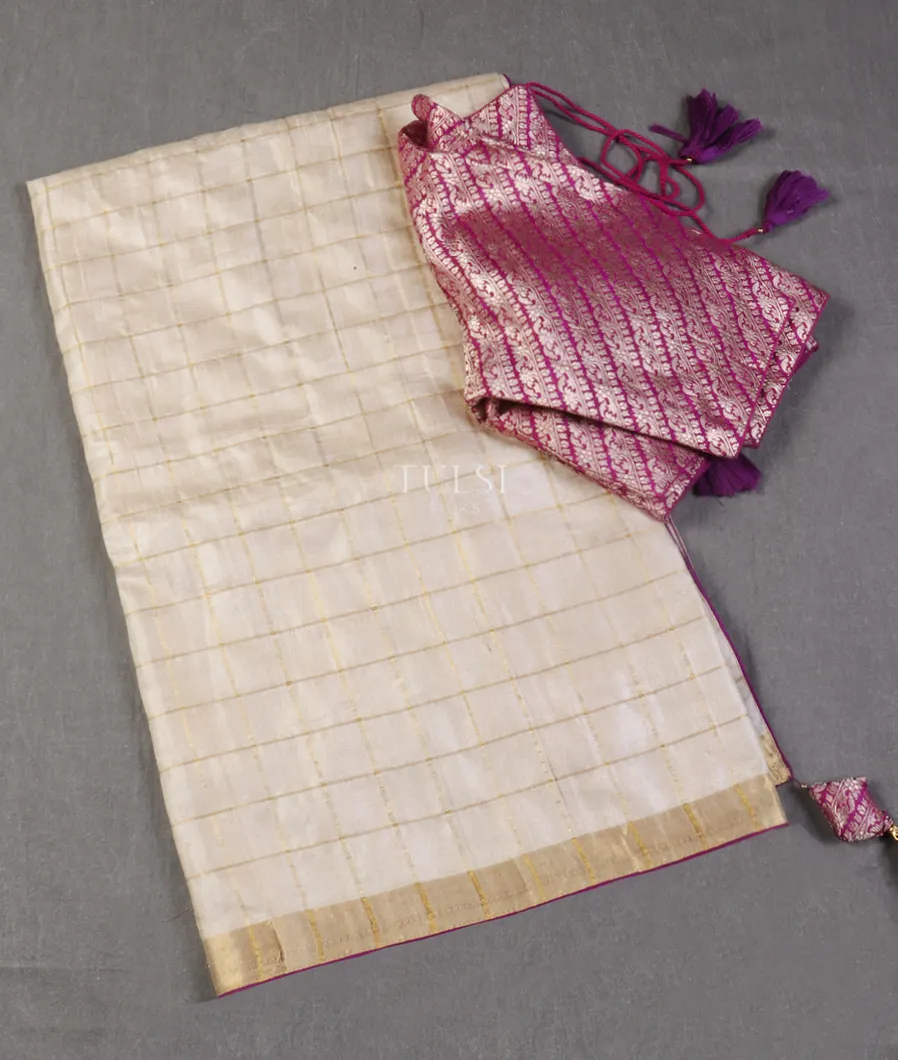 Beige Woven Tussar Saree T496600-image