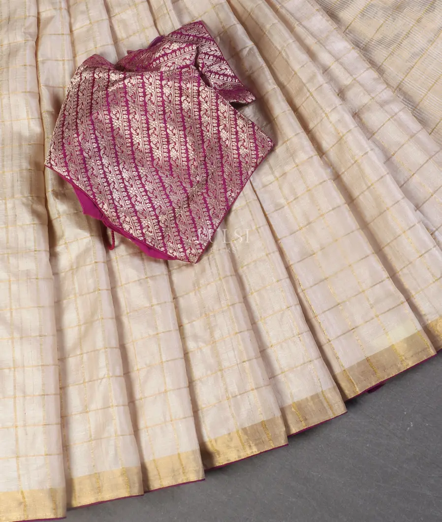 Beige Woven Tussar Saree T4966002