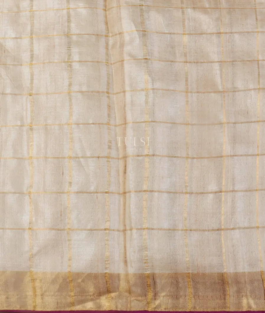 Beige Woven Tussar Saree T4966003