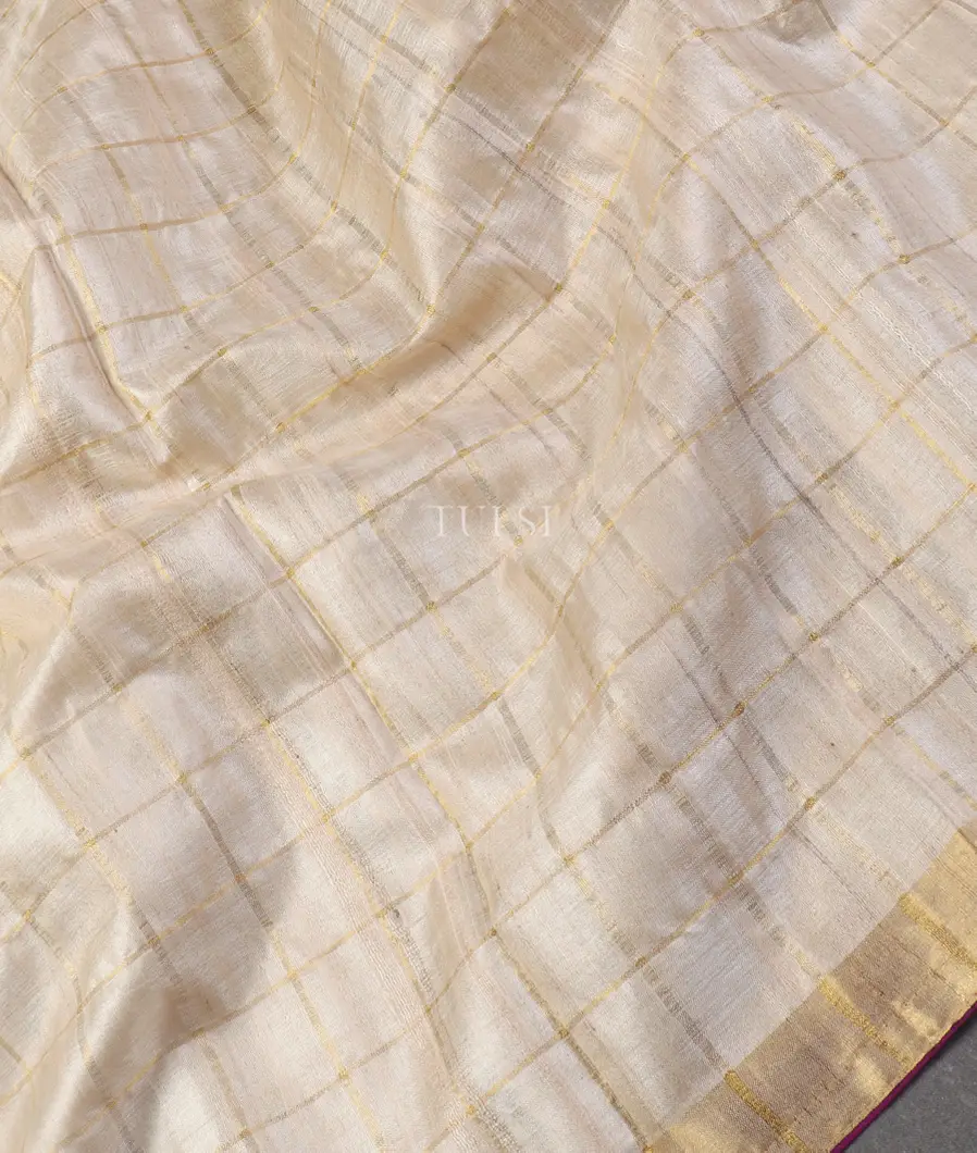 Beige Woven Tussar Saree T4966006