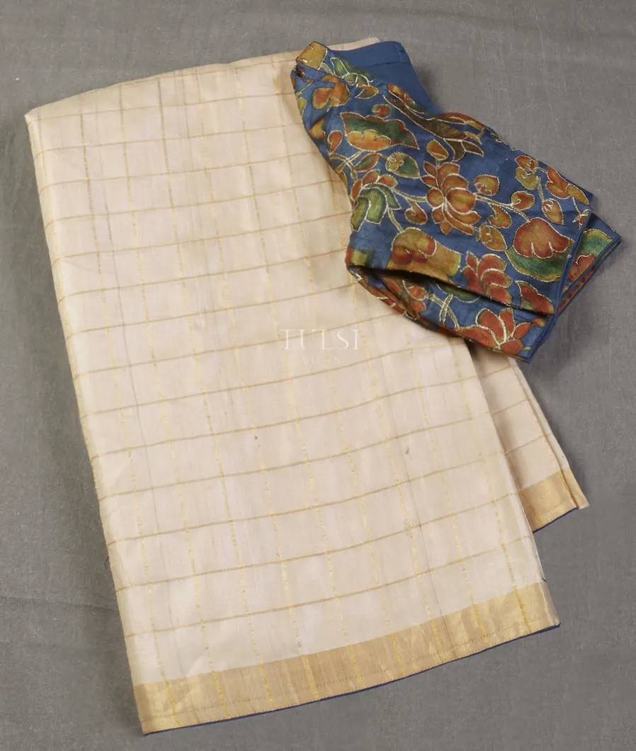 Beige Woven Tussar Saree T496596-image