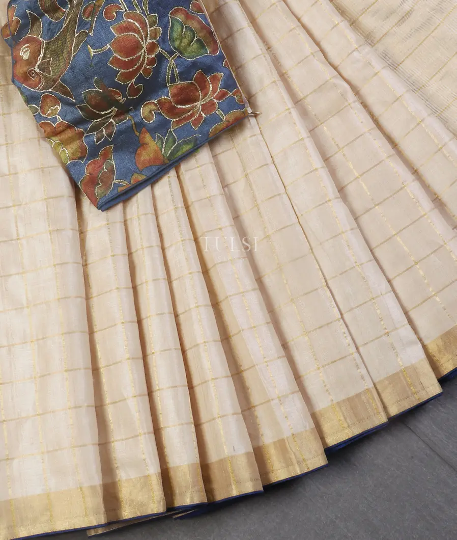 Beige Woven Tussar Saree T4965962