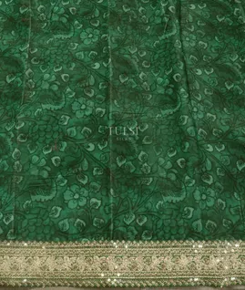 Green Crinkle Crepe Embroidery Silk Saree T5430963