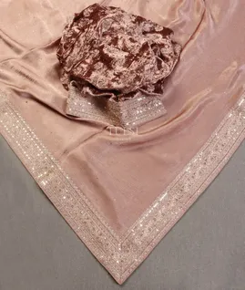 Mauve Pink Crinkle Crepe Embroidery Silk Saree T5430562