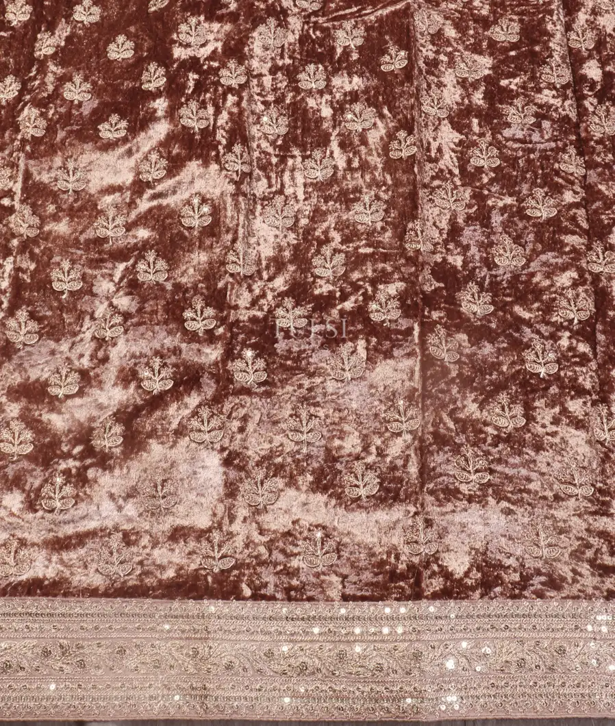 Mauve Pink Crinkle Crepe Embroidery Silk Saree T5430563