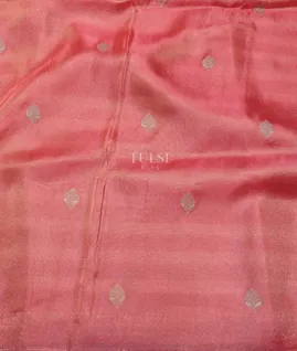 Reddish Pink Tissue Crepe Embroidery Silk Saree T5430713