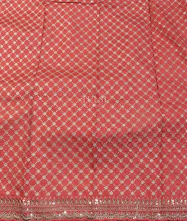 Reddish Pink Tissue Crepe Embroidery Silk Saree T5430715