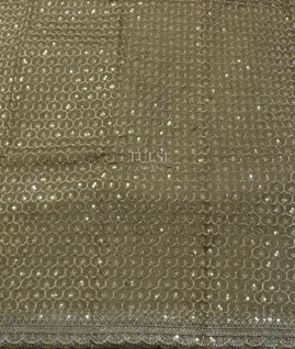 Green Tissue Crepe Embroidery Silk Saree T5430723