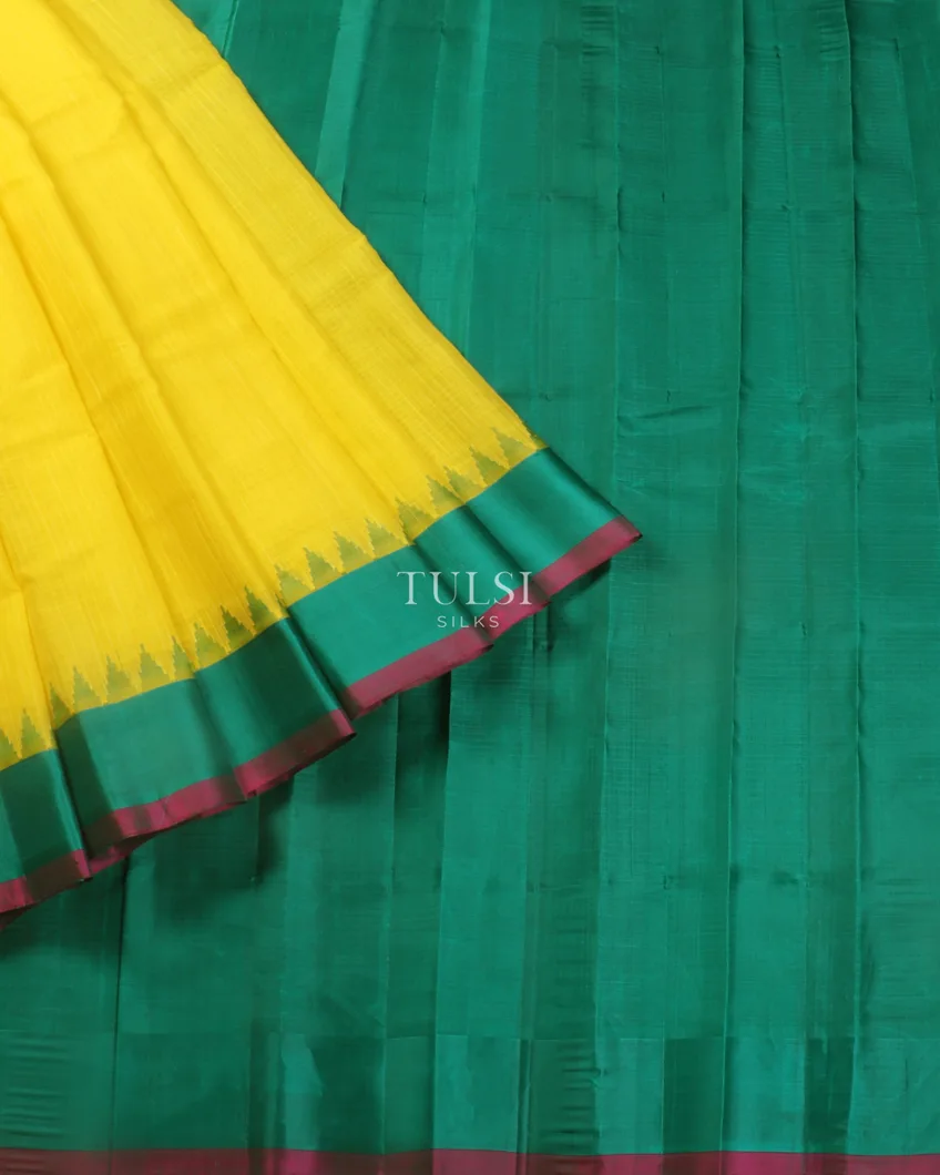 Yellow Gadwal Cotton Saree T5299782