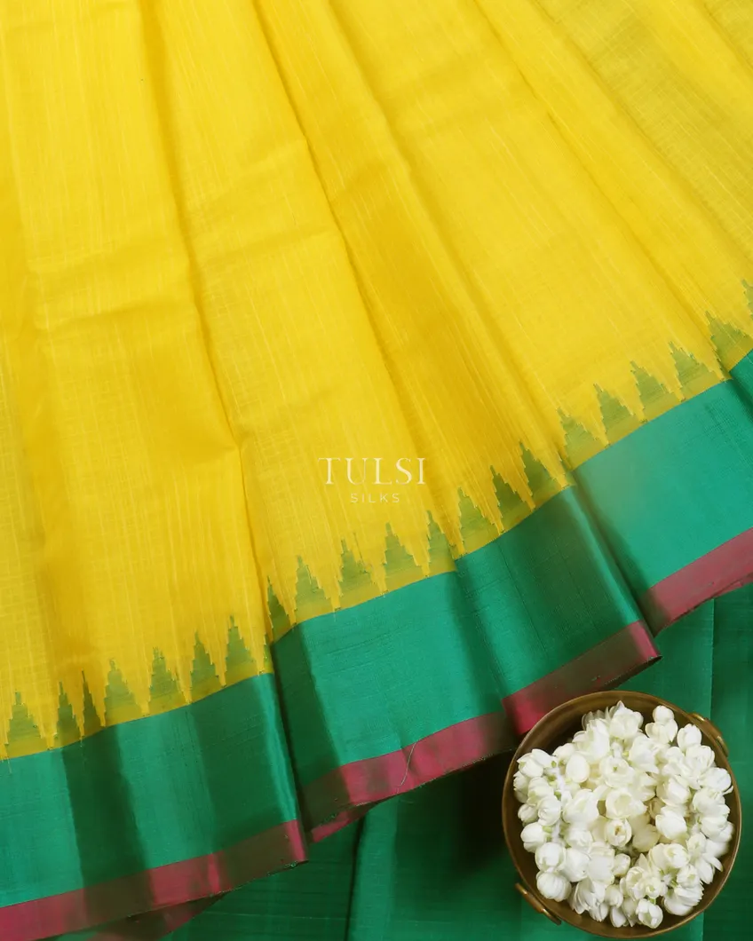 Yellow Gadwal Cotton Saree T5299784