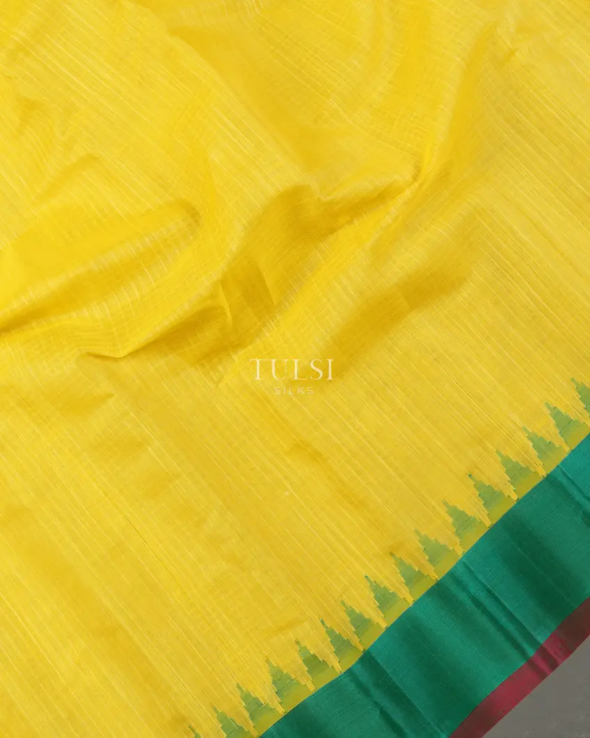 Yellow Gadwal Cotton Saree T5299785