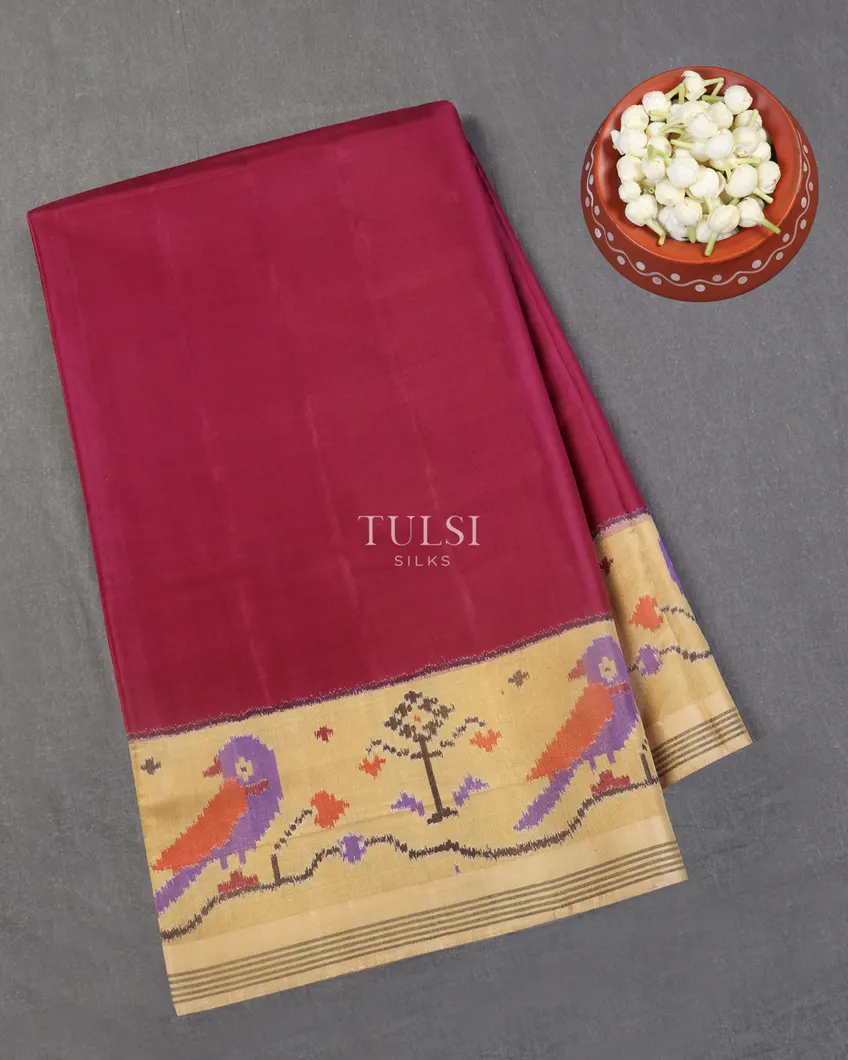 Burgundy Patola Silk Saree T538870-image