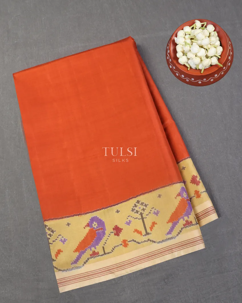 Rust Patola Silk Saree T538864-image