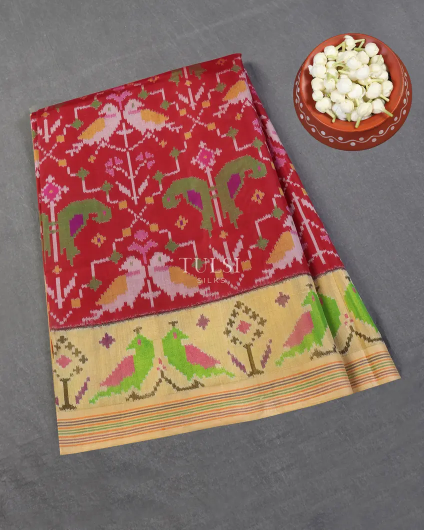 Red Patola Silk Saree T538869-image