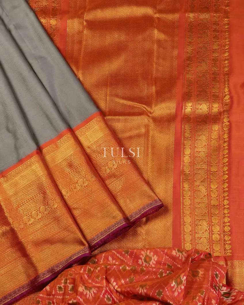 Grey Twill Kanjivaram Silk Saree T3600172