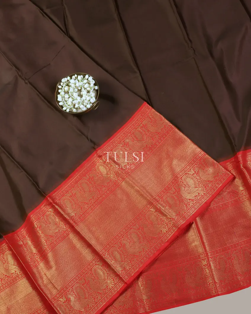 Brown Twill Kanjivaram Silk Saree T326648-image