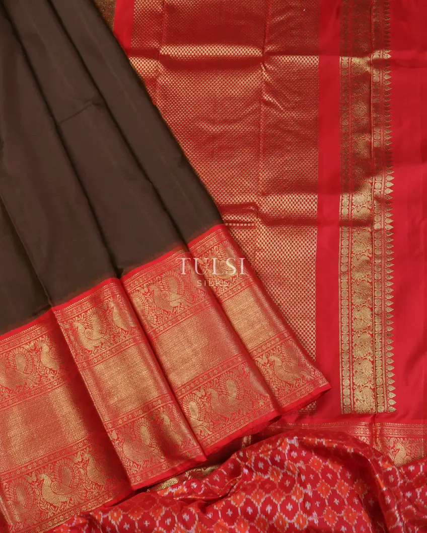 Brown Twill Kanjivaram Silk Saree T3266482