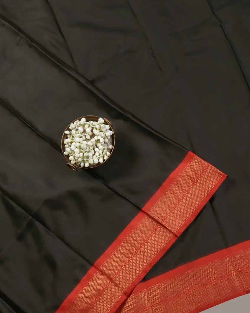 Black Twill Kanjivaram Silk Saree T419483-image
