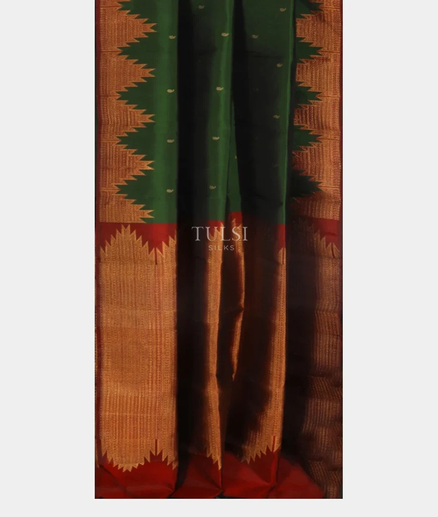 Bottle Green Kanjivaram Silk Saree T5385692