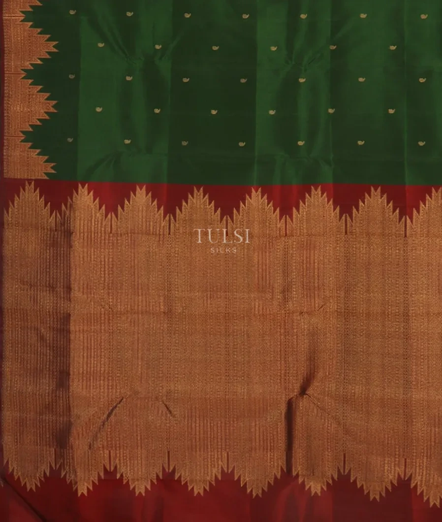 Bottle Green Kanjivaram Silk Saree T5385694