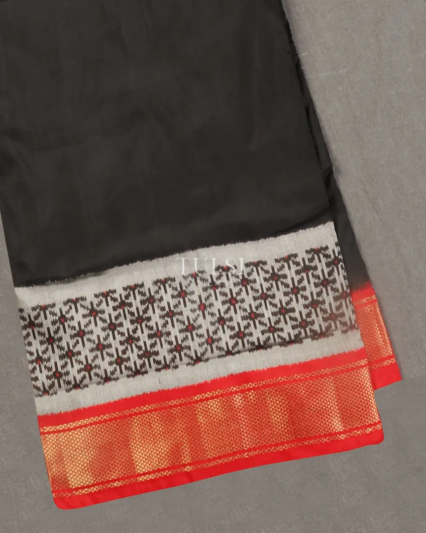 Black Ikat Silk Saree T534576-image