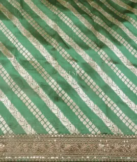 Green Kora Tissue Organza Embroidery Saree T5430623