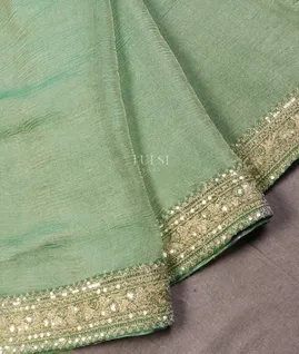 Green Kora Tissue Organza Embroidery Saree T5430624