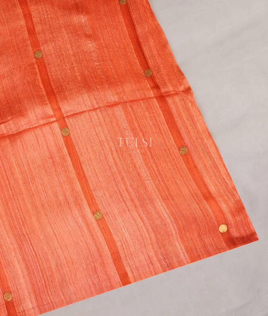 Orange Handwoven Tussar Saree T499247-image