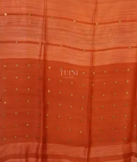 Orange Handwoven Tussar Saree T4992474