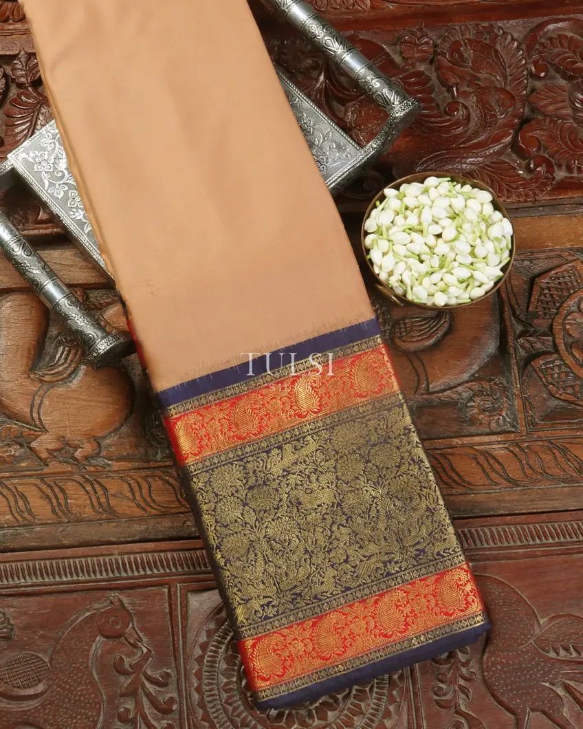 Beige Twill Kanjivaram Silk Saree T326644-image