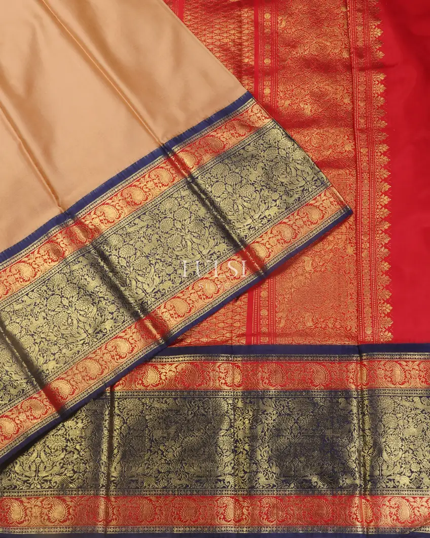 Beige Twill Kanjivaram Silk Saree T3266442