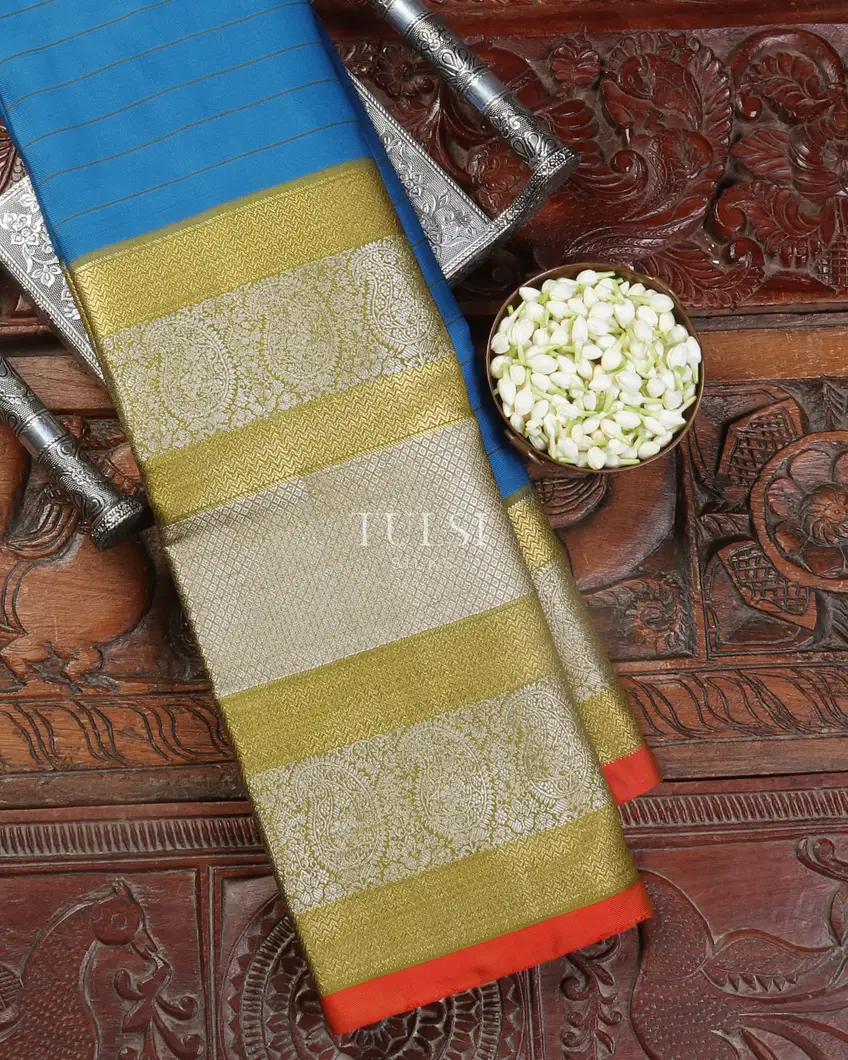 Blue Twill Kanjivaram Silk Saree T277245-image