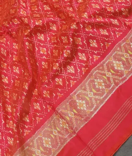 Pinkish Red Ikat Silk Saree T5449255