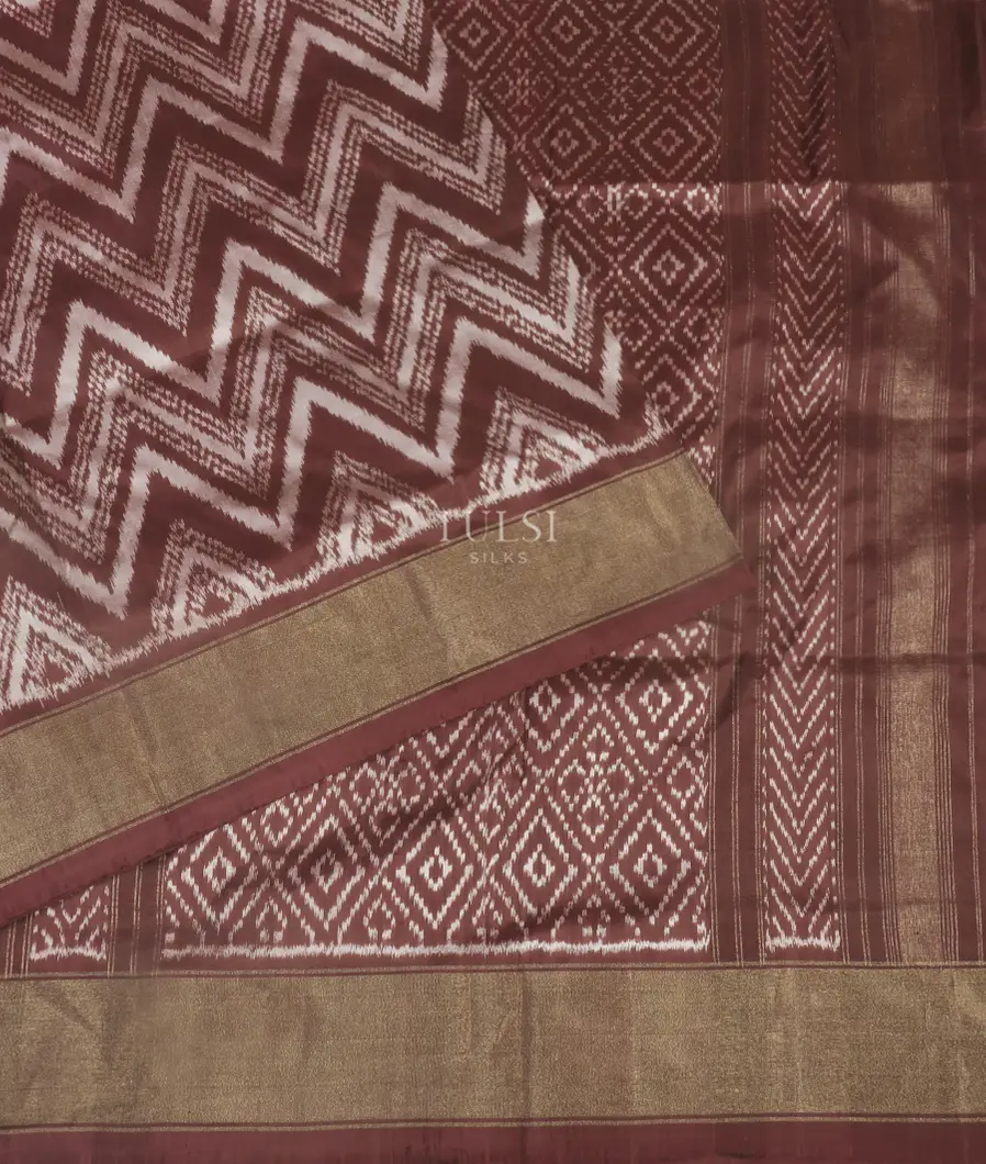 Brown Ikat Silk Saree T5449154