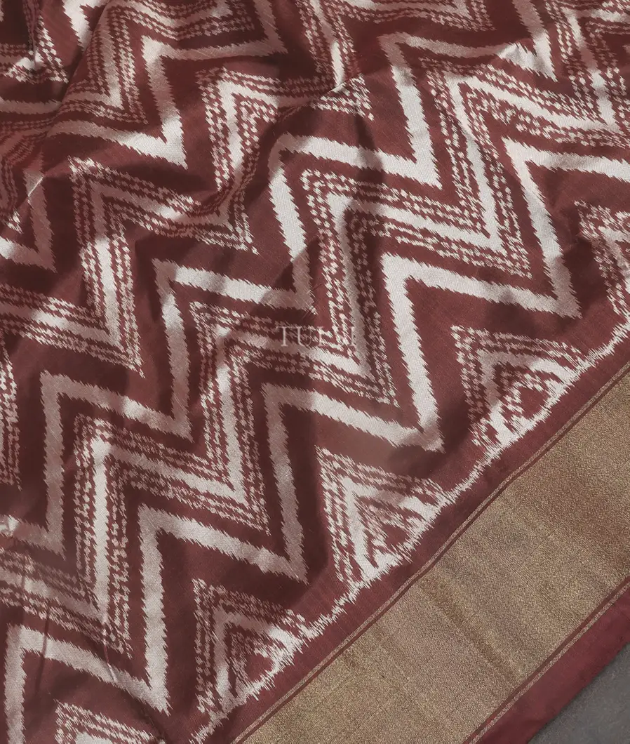 Brown Ikat Silk Saree T5449155