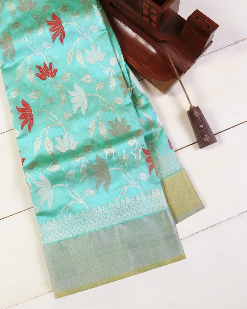 Blue Chanderi Silk Saree T517857-image