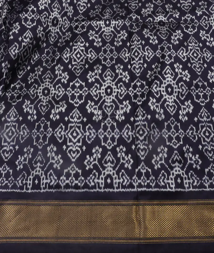 Midnight Blue Ikat Silk Saree T5449473