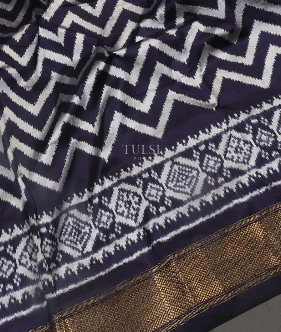 Midnight Blue Ikat Silk Saree T5449475