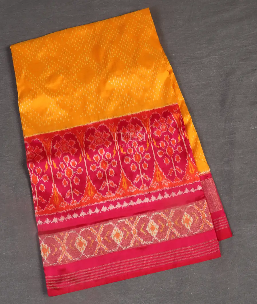 Yellow Ikat Silk Saree T544931-image