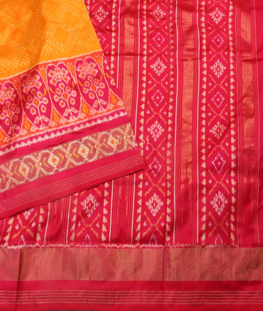 Yellow Ikat Silk Saree T5449314