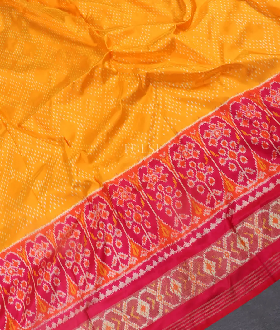 Yellow Ikat Silk Saree T5449315