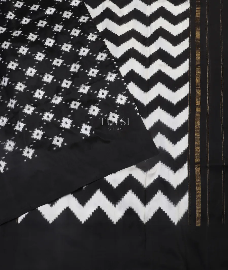 Black Ikat Silk Saree T5449504
