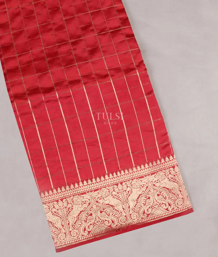 Red Banaras Silk Saree T537683-image