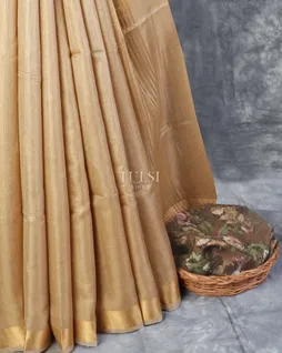 Beige Tissue Handwoven Tussar Saree T5412872