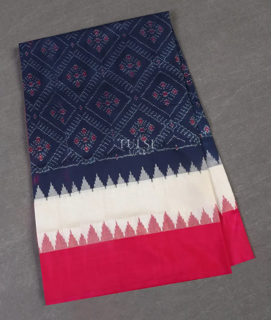 Blue Ikat Silk Saree T545259-image